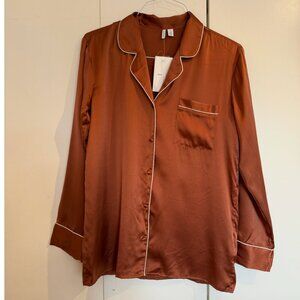 Nordstrom 100% Washable Silk Pajama Set Size Small in Color Brown Coconut